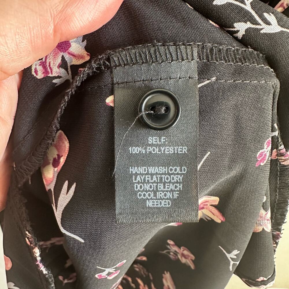 Lulus Love Blossoms Black Floral Print Button-Up Flounce Sleeve Dress S NEW - Picture 9 of 11